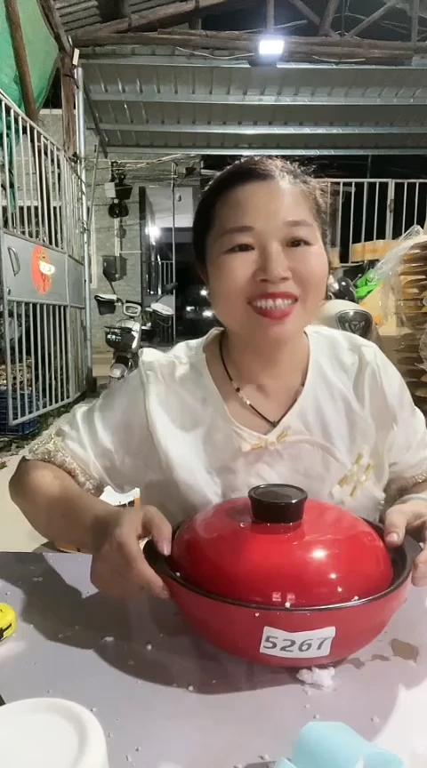 5367瑕疵不圆红色浅煲盖偏小