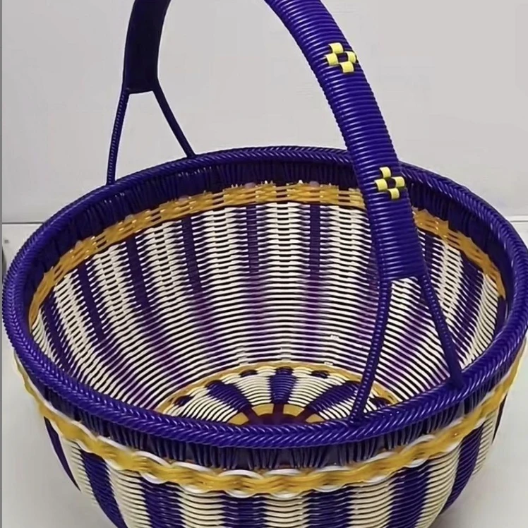 纯手工藤条编织圆篮手提菜篮子水果蔬菜篮鸡蛋篮定制家用