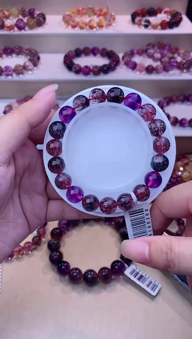 未镶嵌手串水晶黑加仑超七单圈10m+