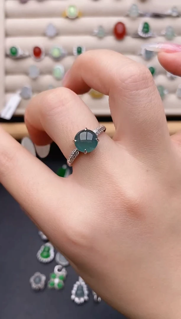 银S925镶嵌戒指翡翠0