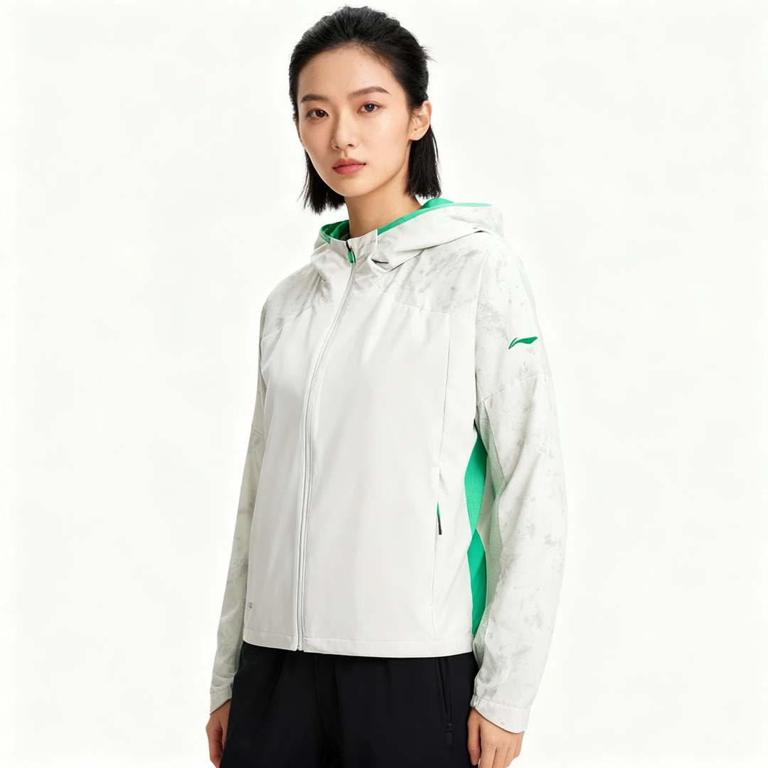 李宁风衣女春季跑训系列简约透气宽松休闲运动风衣AFDU050--B品