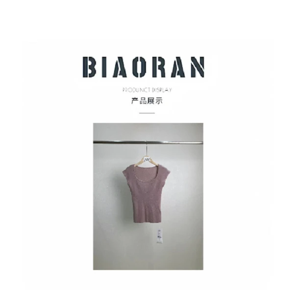 BIAORAN/标冉2025春季新款休闲百搭减龄方领短袖3230