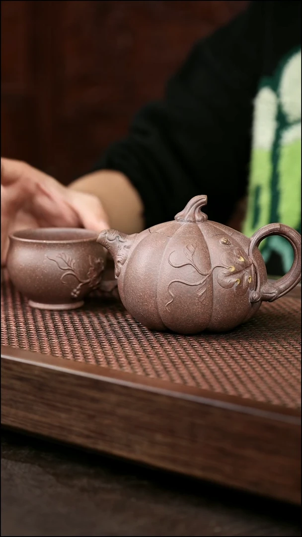 茶壶紫砂岩中泥大南瓜+报春杯