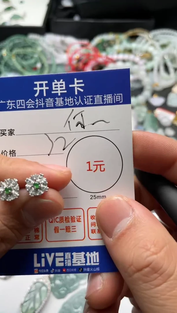 【闪购商品】翡翠颈饰银S925镶嵌耳钉