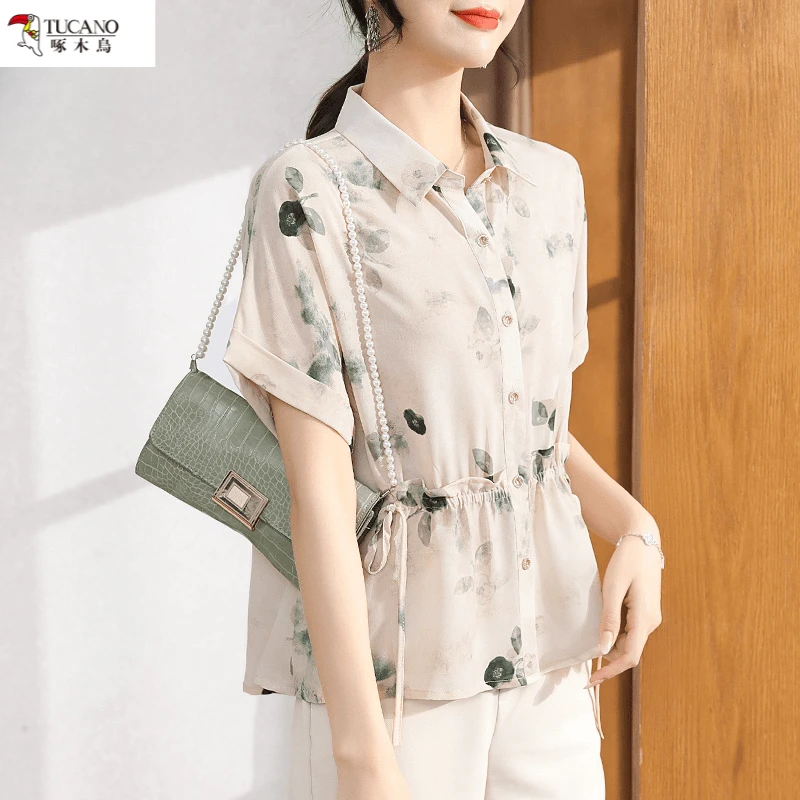 小个子妈妈夏装短袖上衣洋气阔太太衬衫时尚中老年女t恤小衫裤子