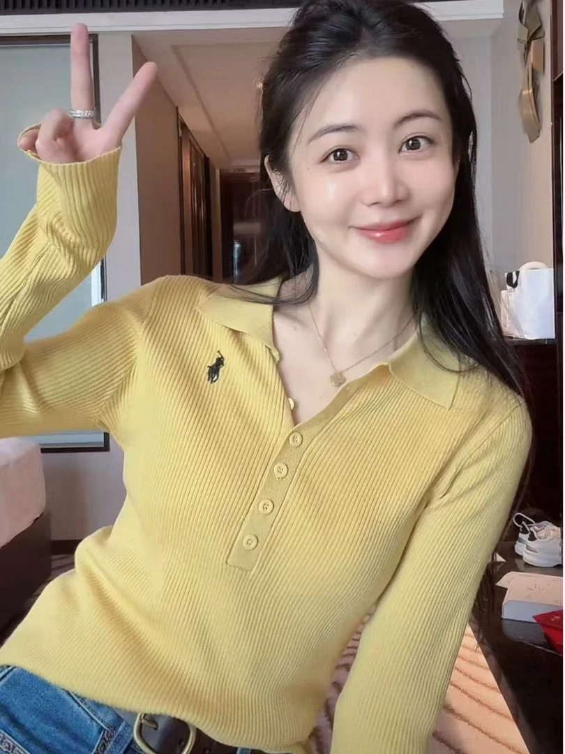 【老钱风】韩版时尚翻领长袖洋气刺绣针织打底毛衣SC0162HH