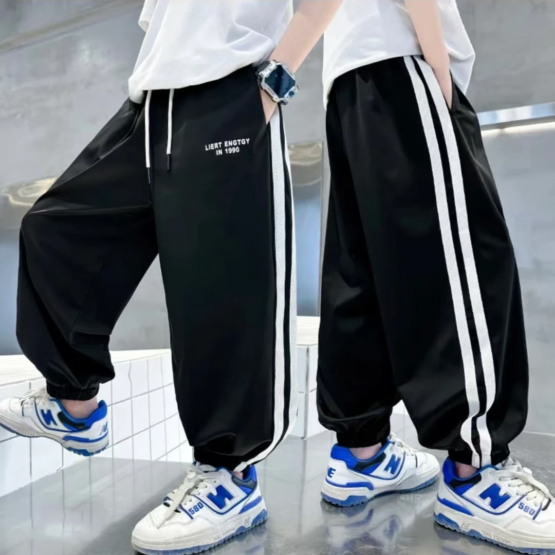 503022童装男童薄款长裤2025夏季儿童速干防蚊裤微弹力宝宝休闲裤