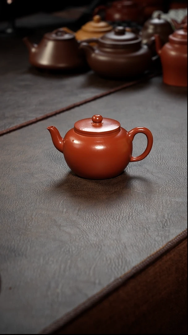 茶壶紫砂壶·28朱泥平盖莲子120cc