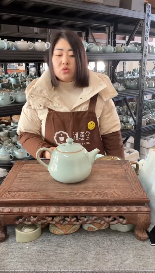 【闪购商品】瓷片汝意堂甄选汝意堂天青釉葫芦壶