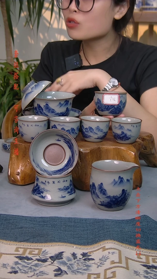 9件套陶瓷茶具老陶泥开片纹