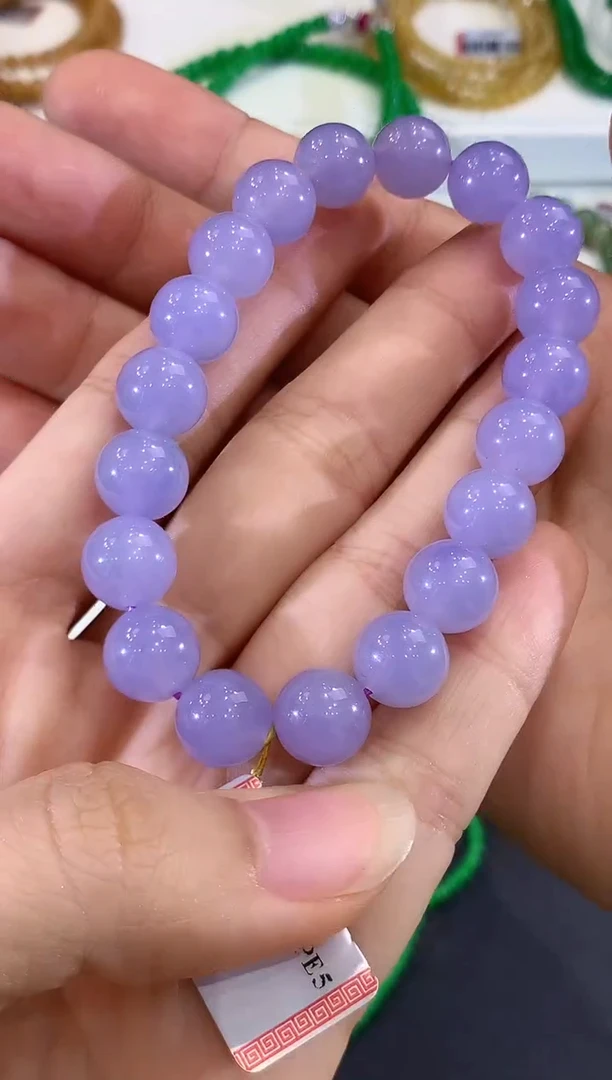 未镶嵌手串翡翠C527 紫货有色差