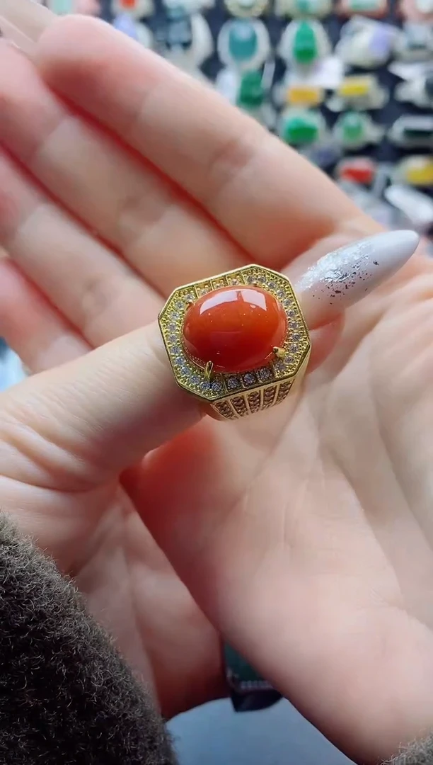 未镶嵌戒指翡翠冷*气天然翡翠A货男戒