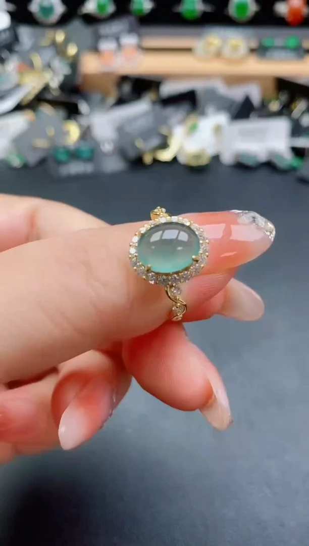 银S925镶嵌戒指翡翠1