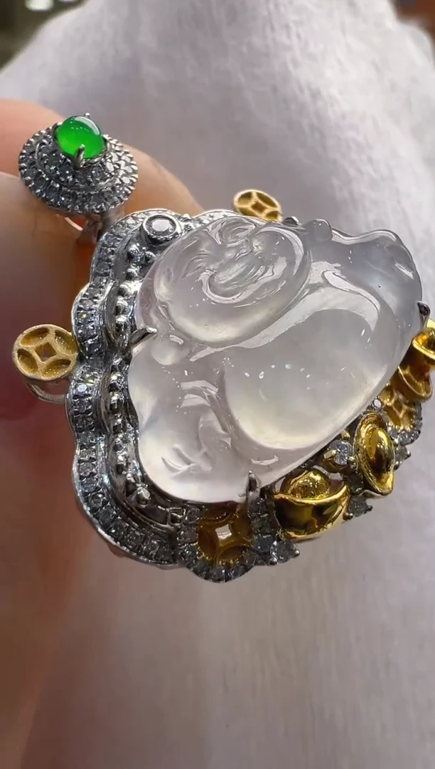 【闪购商品】翡翠吊坠(不含链)18K金镶嵌多样性发货拍一发一