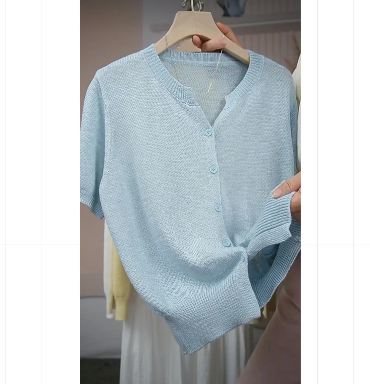 薄款短袖百搭时尚气质休闲宽松显瘦针织开衫