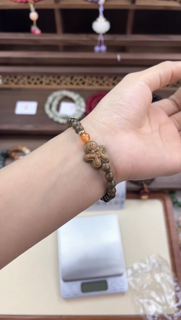 【闪购商品】维腊木（绿檀）手串/手链绿檀小饼干人单圈手串