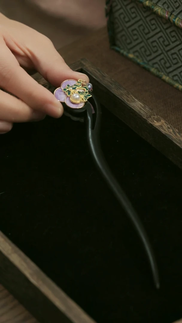 刺绣湘传礼纯手工发簪