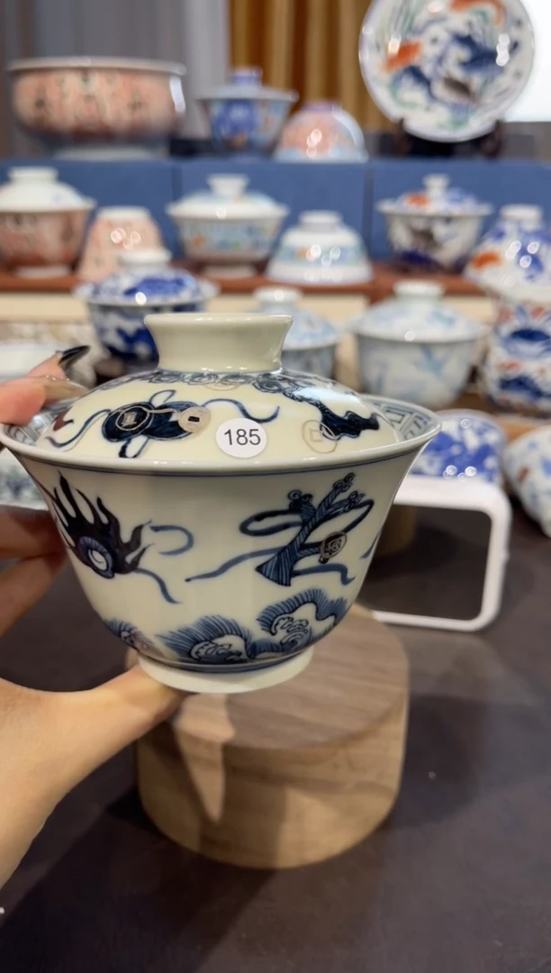 【闪购商品】杯185元青花杂宝龙纹盖碗