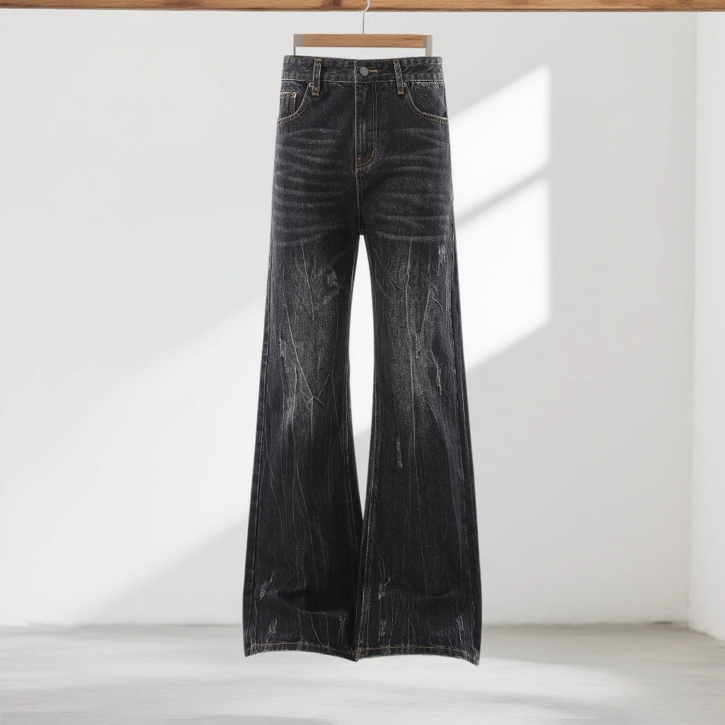 MODEK KODEK美式闪电纹水洗微喇牛仔裤男2025春秋时尚修身直筒裤