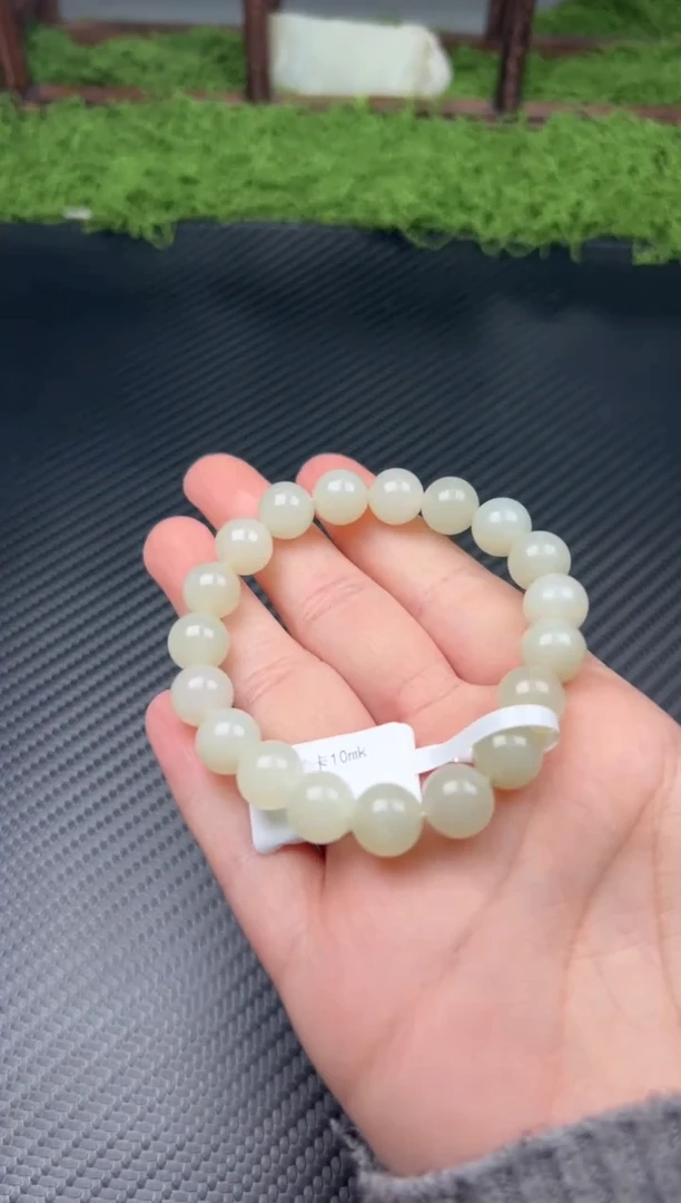 未镶嵌手串和田玉且末微色差近矿卡10mk