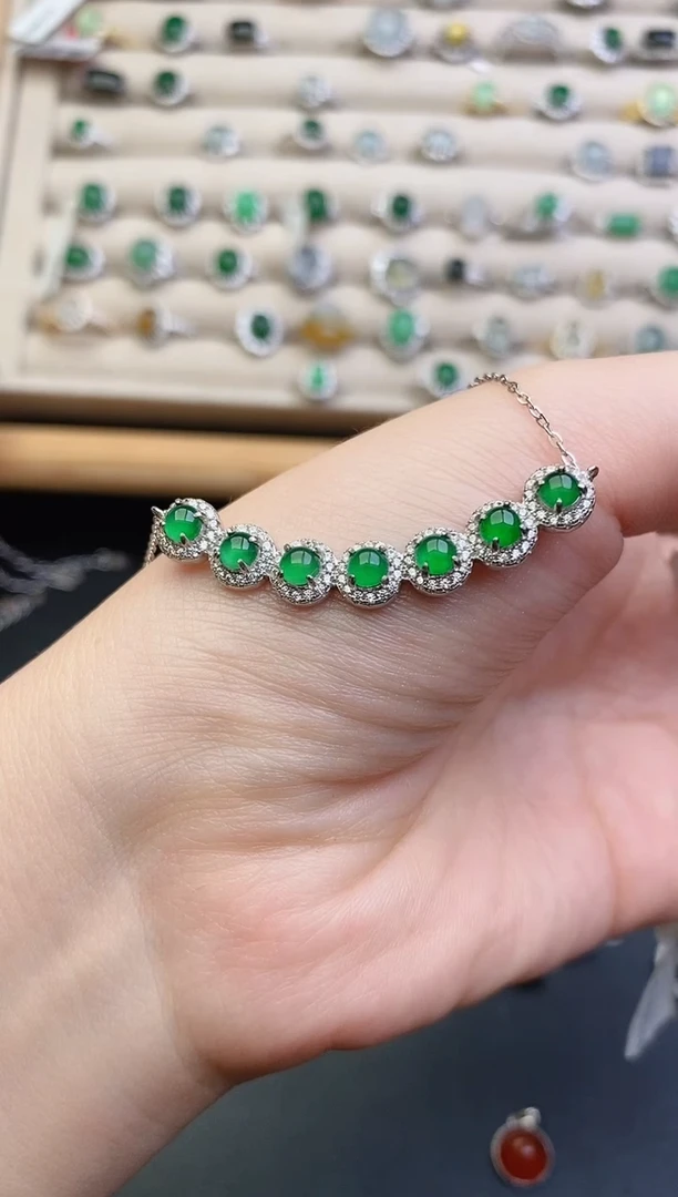 银S925镶嵌戒指翡翠0