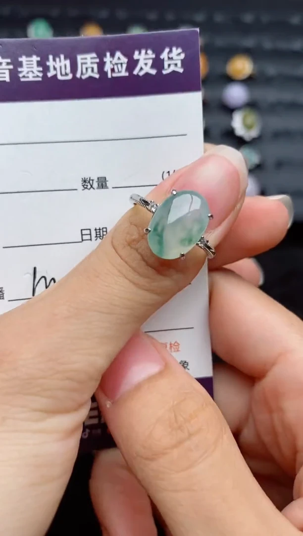 银S925镶嵌戒指翡翠...
