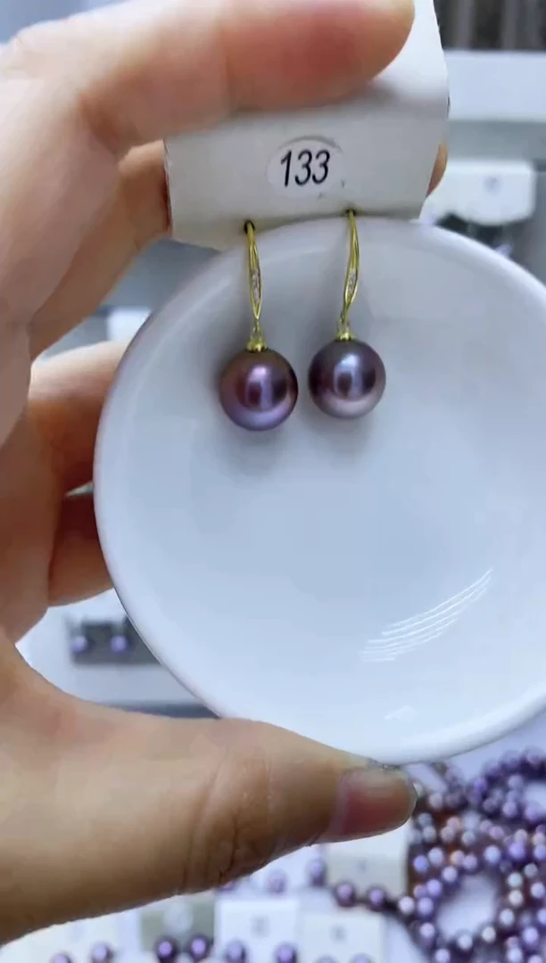 银S925镶嵌淡水珍珠耳饰133