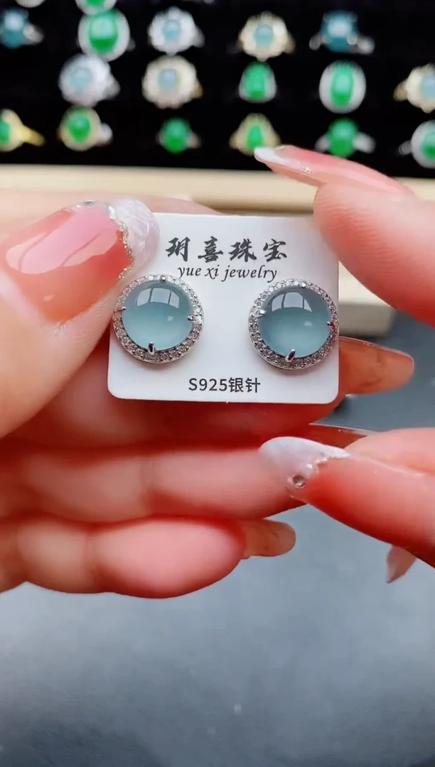 【闪购商品】翡翠耳饰银S925镶嵌312321