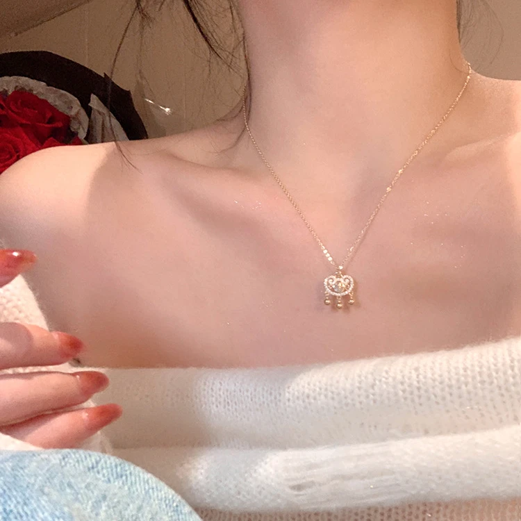 铜合金项链 精致如意祥云平安锁项链国风百搭毛衣链设计感锁骨链