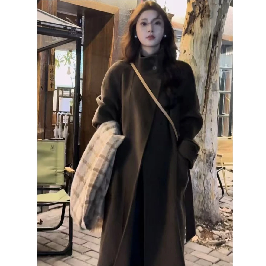 小陈 秋冬显瘦立领系带款羊毛大衣8233