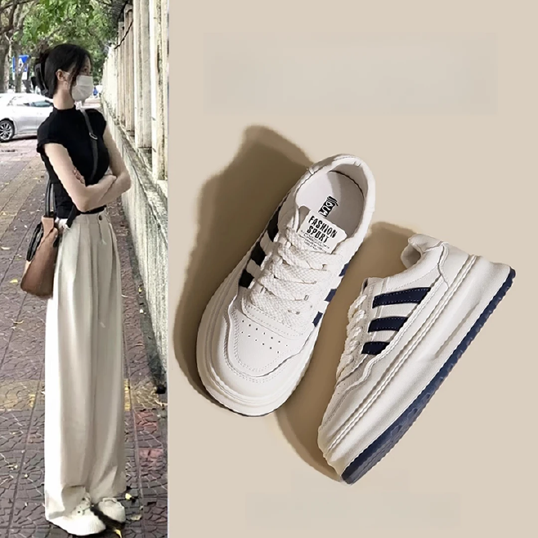 爆款小白女鞋女款2025春季新款百搭休闲板鞋春款超火透气厚底鞋子