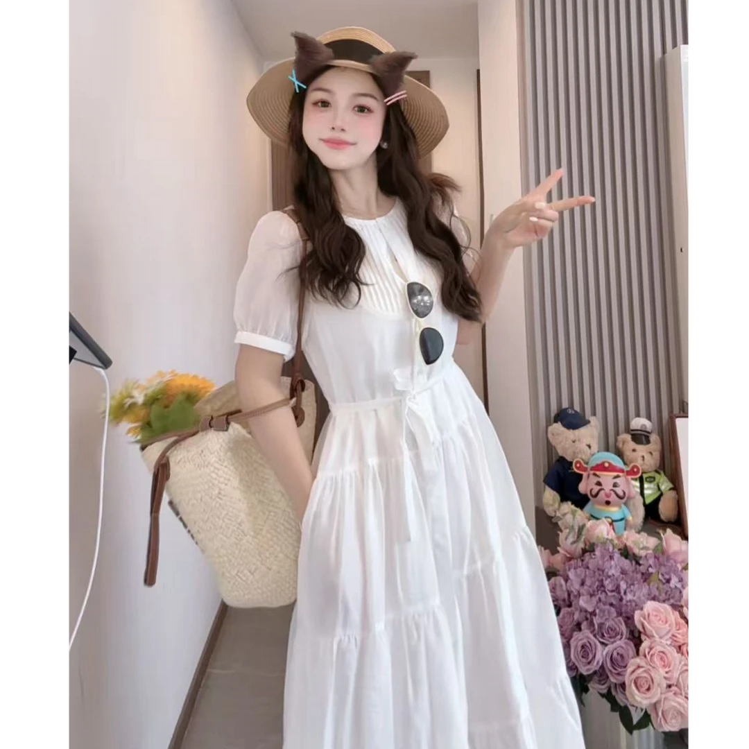 纯爱战神裙 | 莱赛尔天丝治愈蓝色连衣裙重工压褶三层大裙摆长裙