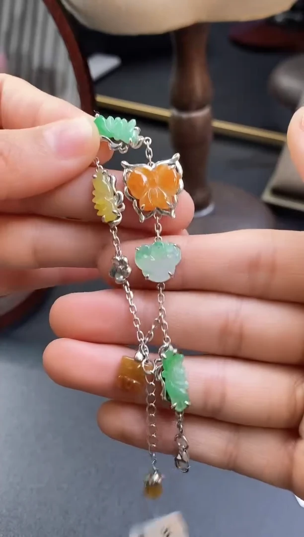 颈饰银S925镶嵌翡翠13992