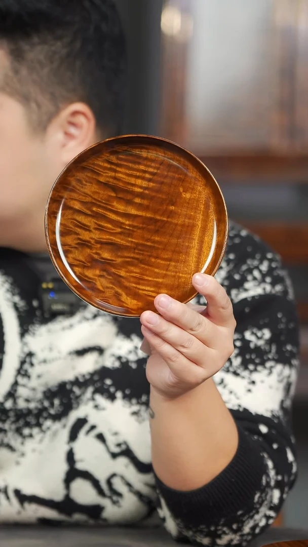 金丝楠789号阴沉满花手工大漆坚果盘16.8cm