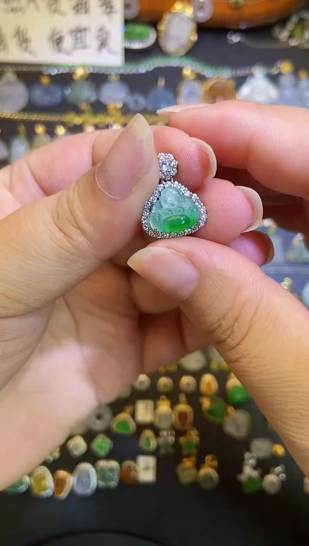 翡翠银S925镶嵌吊坠(不含链)1