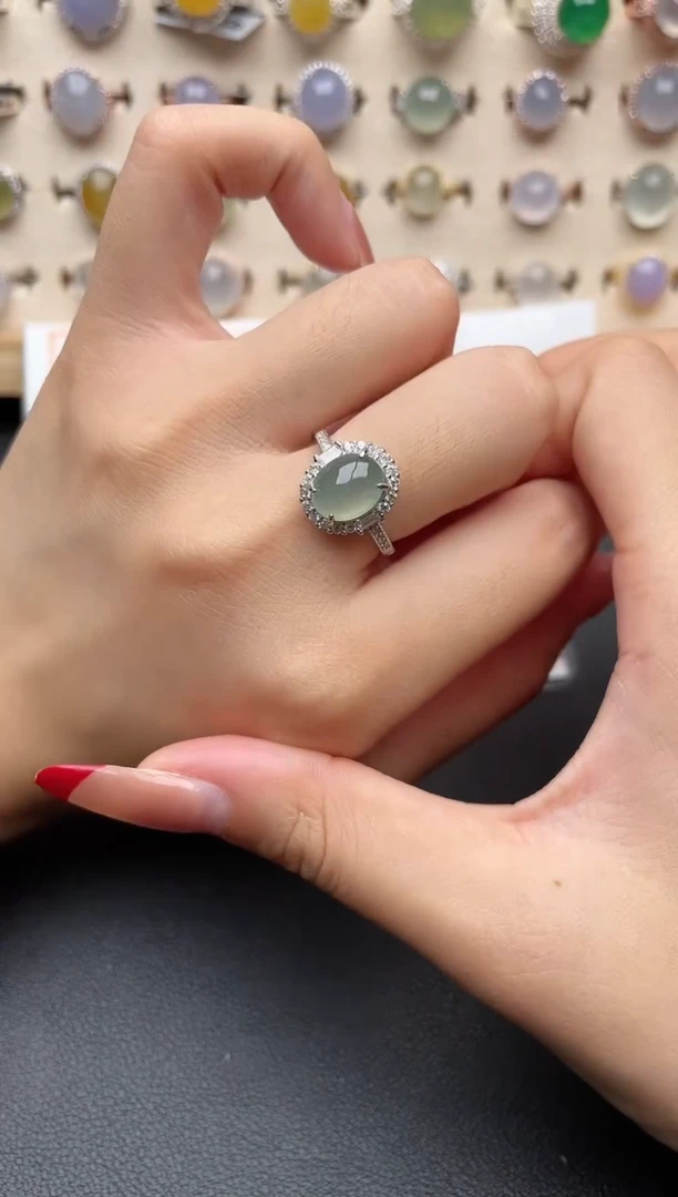 【闪购商品】翡翠戒指银S925镶嵌一物一证一礼盒