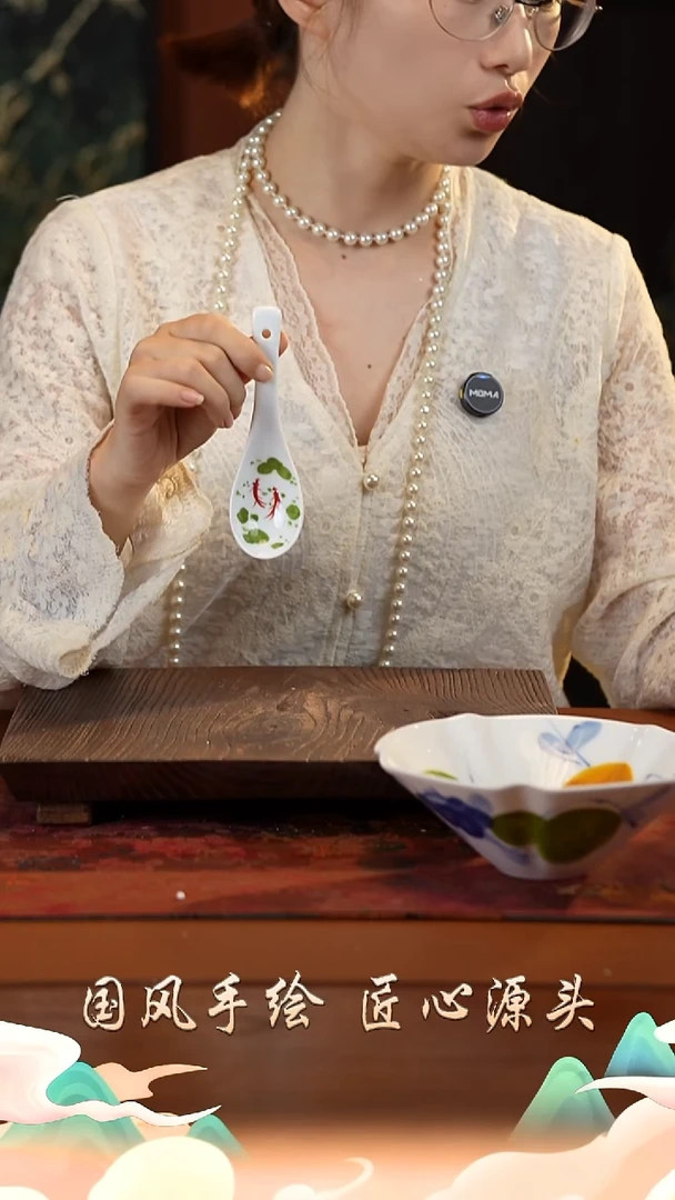 陶瓷景德镇高温釉中彩餐具勺子一只