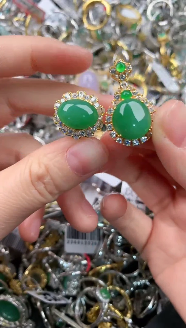 银S925镶嵌戒指翡翠444   5