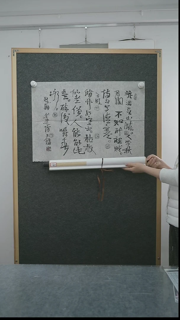 书法威**力王老师多字书法立轴和纸芯