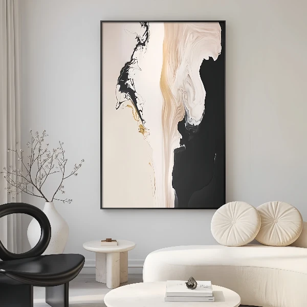 极简风客厅大白墙装饰画简约现代抽象餐厅挂画小众艺术大幅玄关画