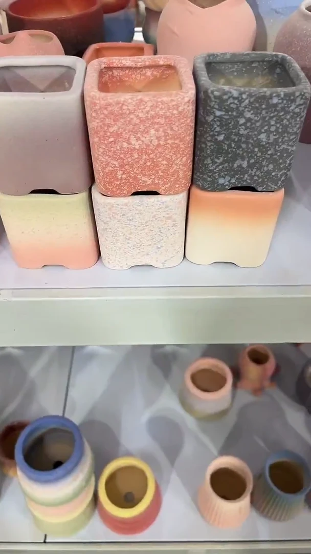 麦饭石粗陶多肉花盆4.5*5六个