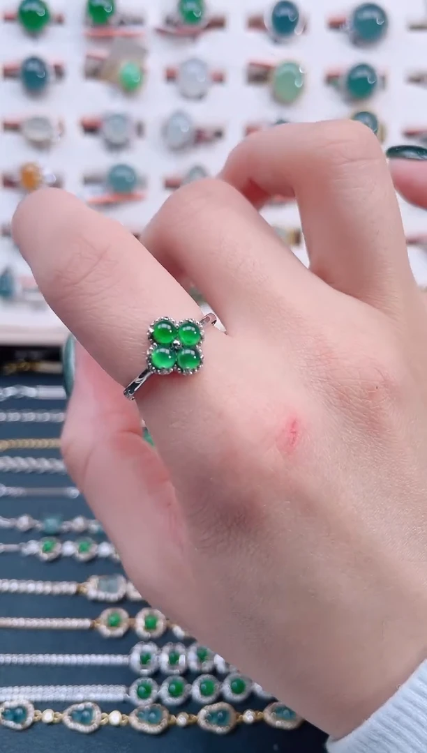 银S925镶嵌戒指翡翠天然翡翠