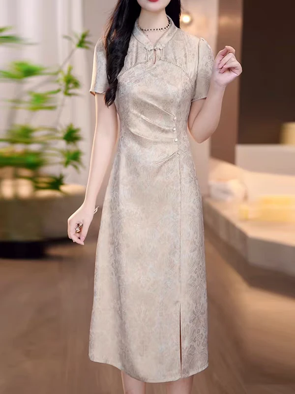 【SY302】新中式连衣裙2025新款女夏季小众设计修身气质旗袍裙子