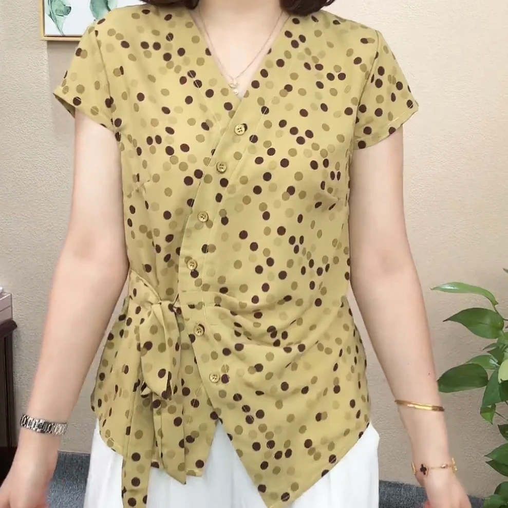 2025洋气百搭气质夏季女减龄显瘦短袖新款时尚衬衫C5403