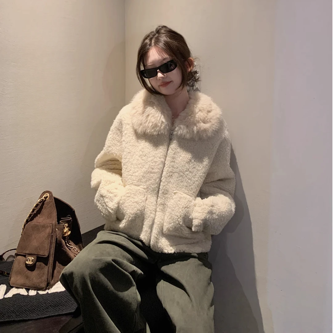 炽铂2025新款【冬日暖绒】巨好看网红风毛领保暖厚款韩系毛毛外套