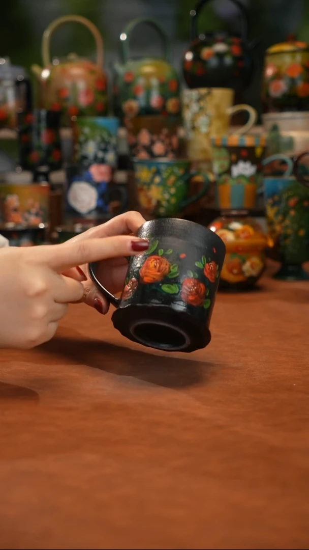 紫砂油画手绘釉下彩