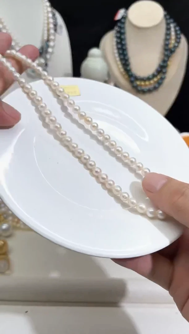 颈饰未镶嵌淡水珍珠白珠项链6---7mm