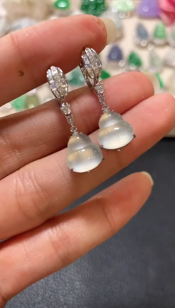 18K金镶嵌翡翠耳饰n158