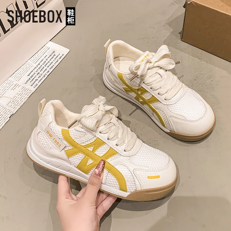 SHOEBOX鞋柜厚底德训鞋女2025夏季新款网面透气时尚休闲阿甘鞋