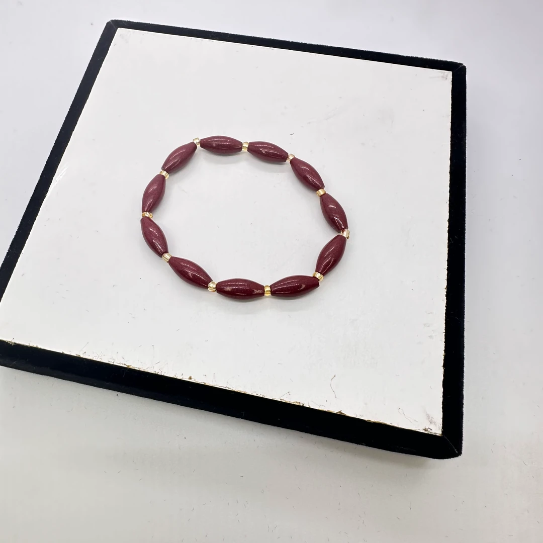 含辰砂工艺品紫砂 6mm椭圆扁珠zs1033